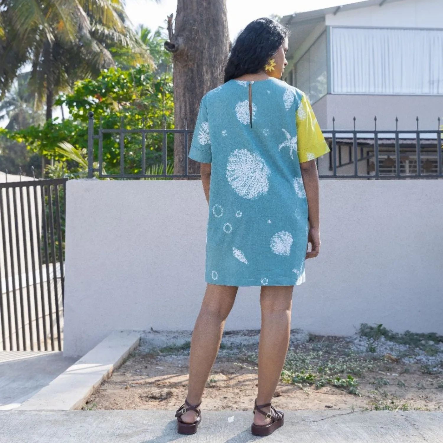 Tropical Shift Dress for Women | Shibori-Crafted | Cotton | All Day Wear