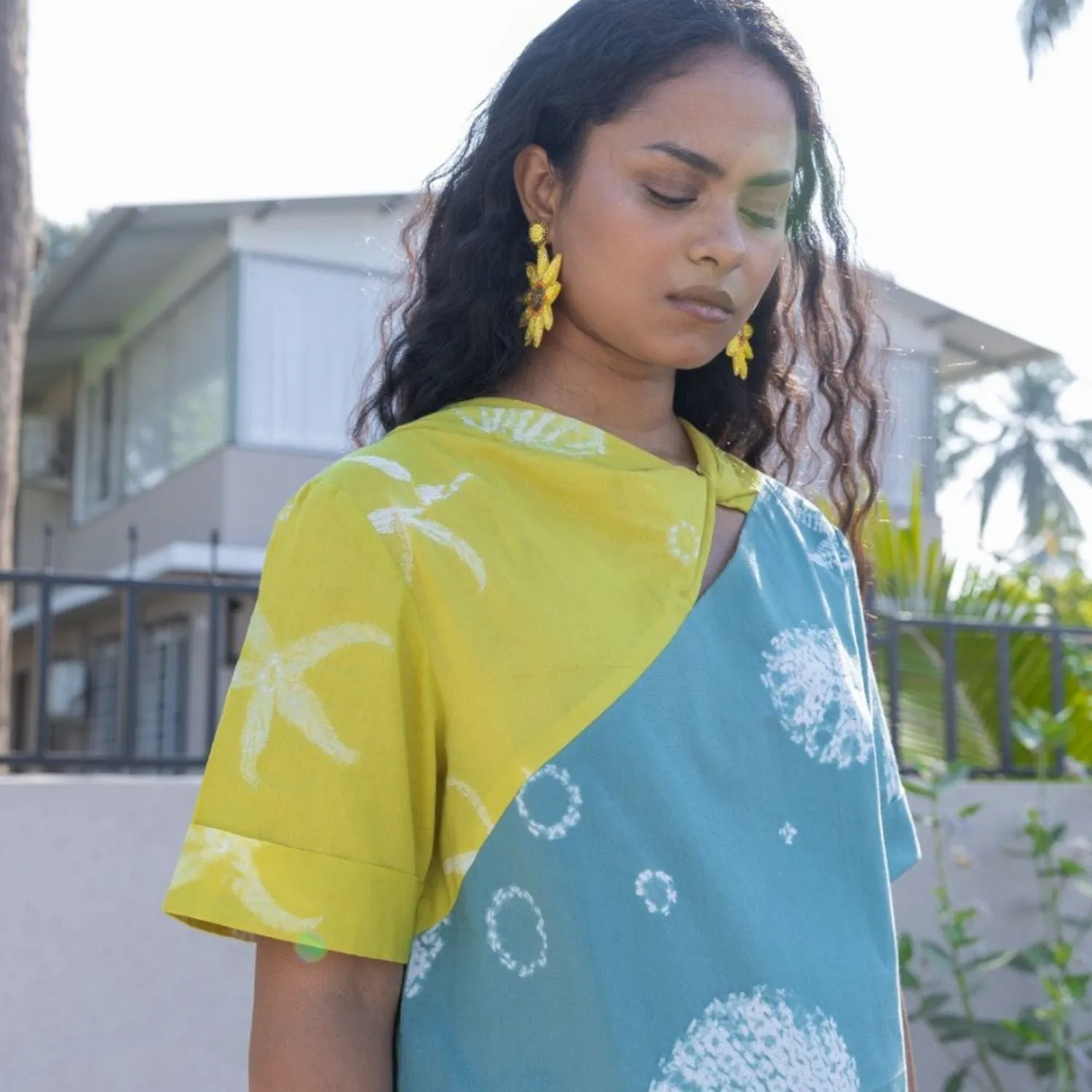 Tropical Shift Dress for Women | Shibori-Crafted | Cotton | All Day Wear