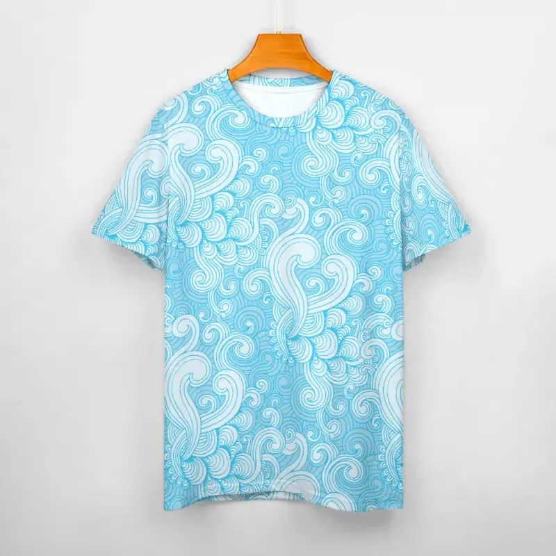 Turn Sidewalks into Catwalks with This Women’s Blue Swirl Print Tee