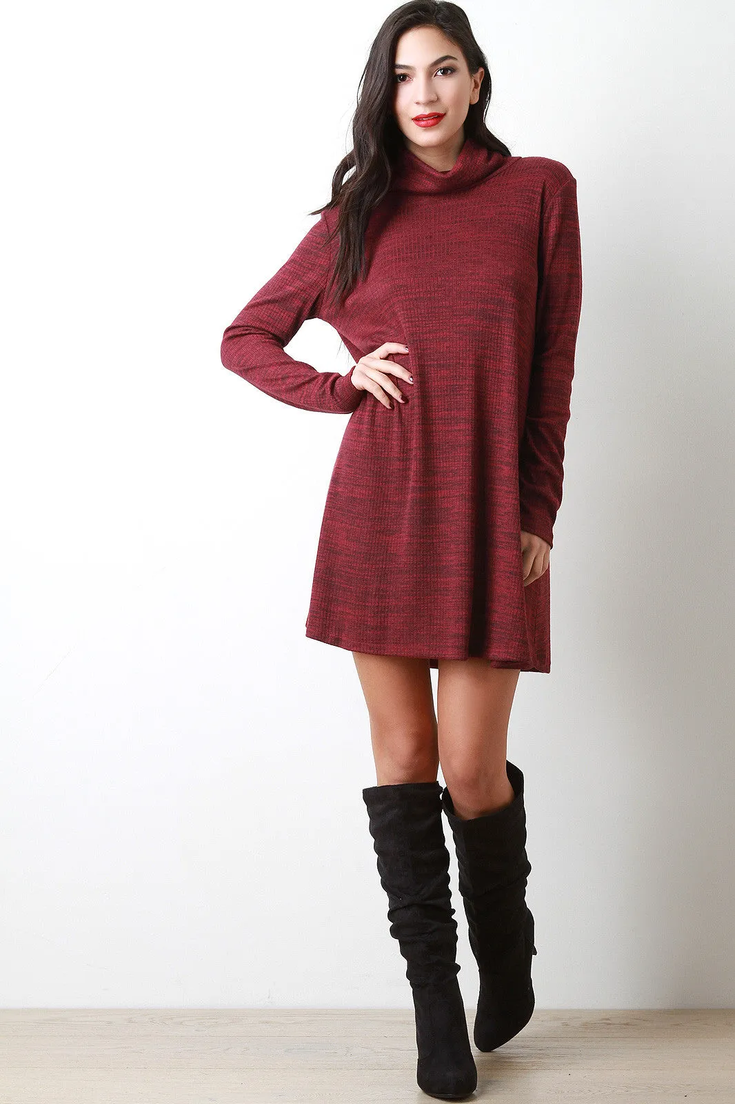 Turtleneck Shift Sweater Dress