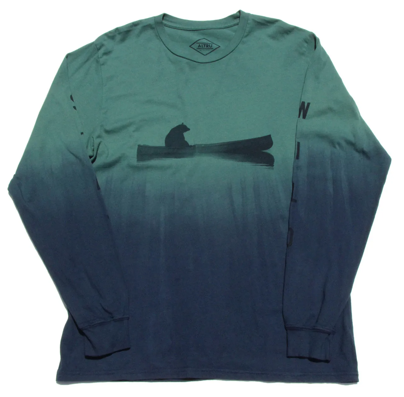 Up a Creek Bear in a Canoe Dip-Dye long sleeve graphic tee