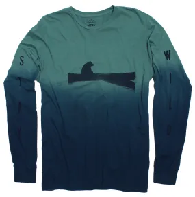 Up a Creek Bear in a Canoe Dip-Dye long sleeve graphic tee