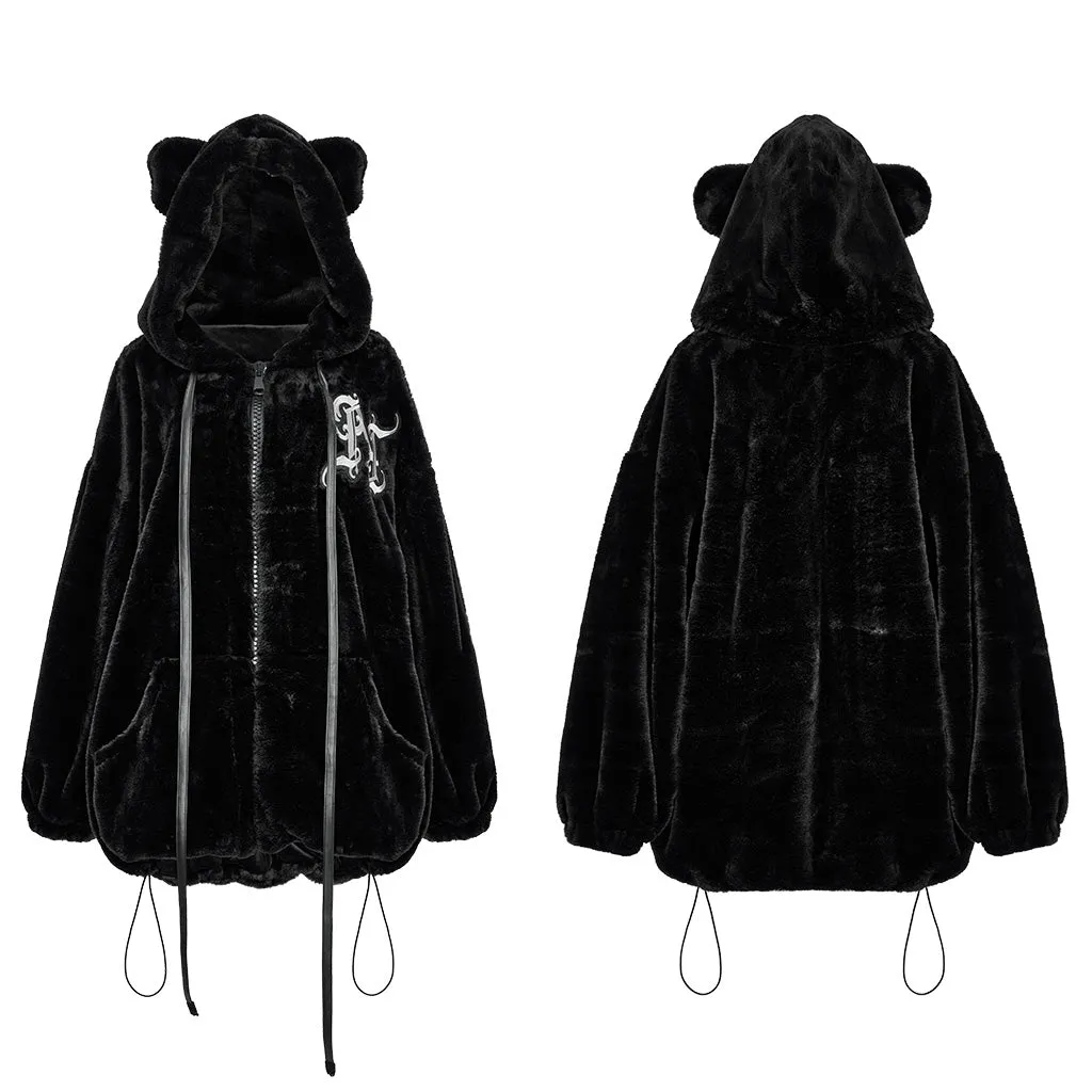 Warm thick plush plush bear ear hooded jacket OPY-719XCF