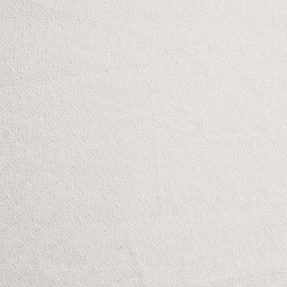 White Geo Embroidered Mid Weight Linen