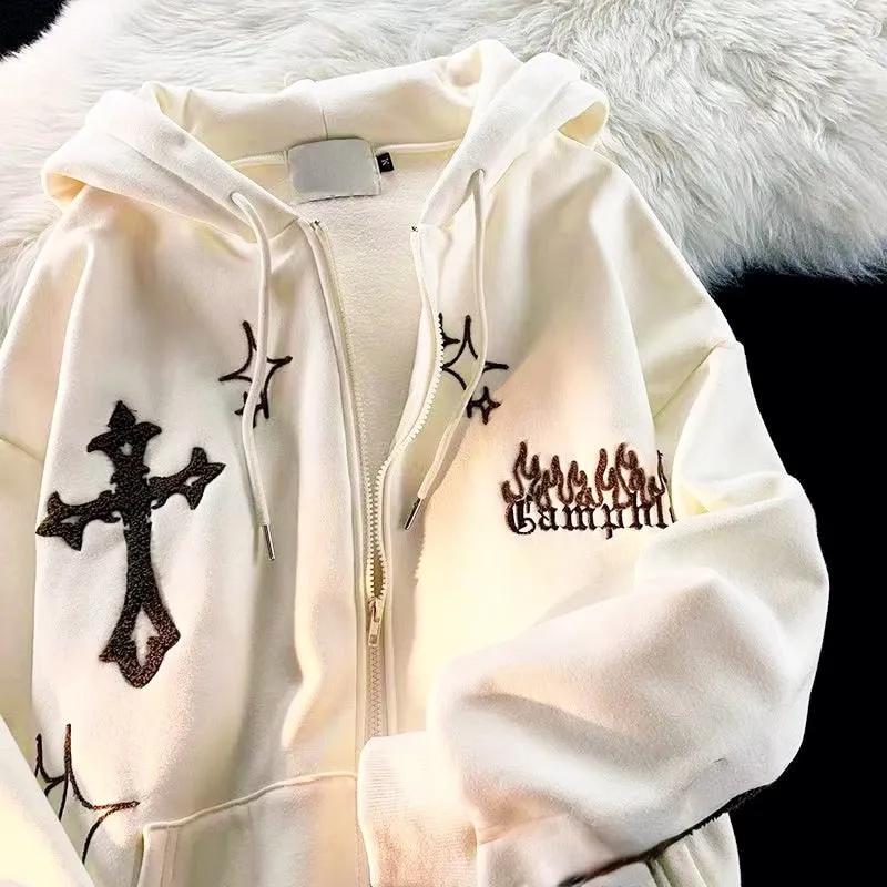 Women Retro streetwear Hip Hop Jacket hoodie