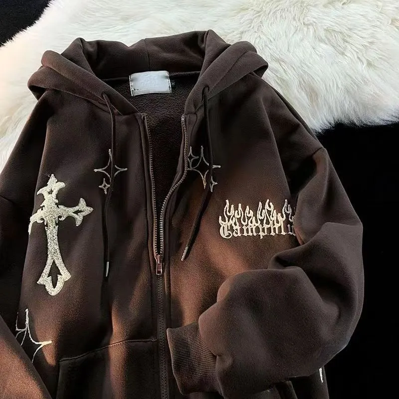 Women Retro streetwear Hip Hop Jacket hoodie