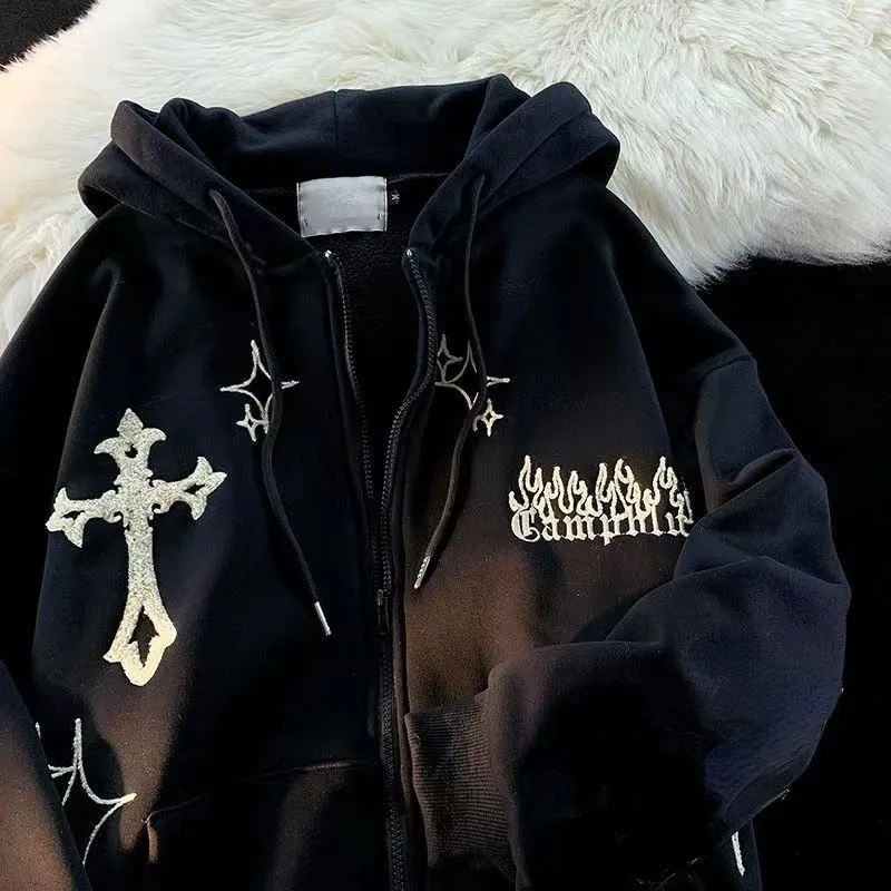 Women Retro streetwear Hip Hop Jacket hoodie