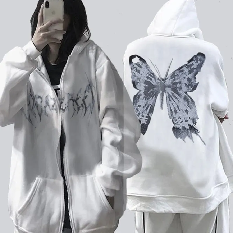Women Retro streetwear Hip Hop Jacket hoodie