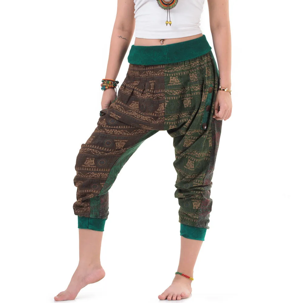 Women’s Patchwork Capri Harem Pants Purple Harmony