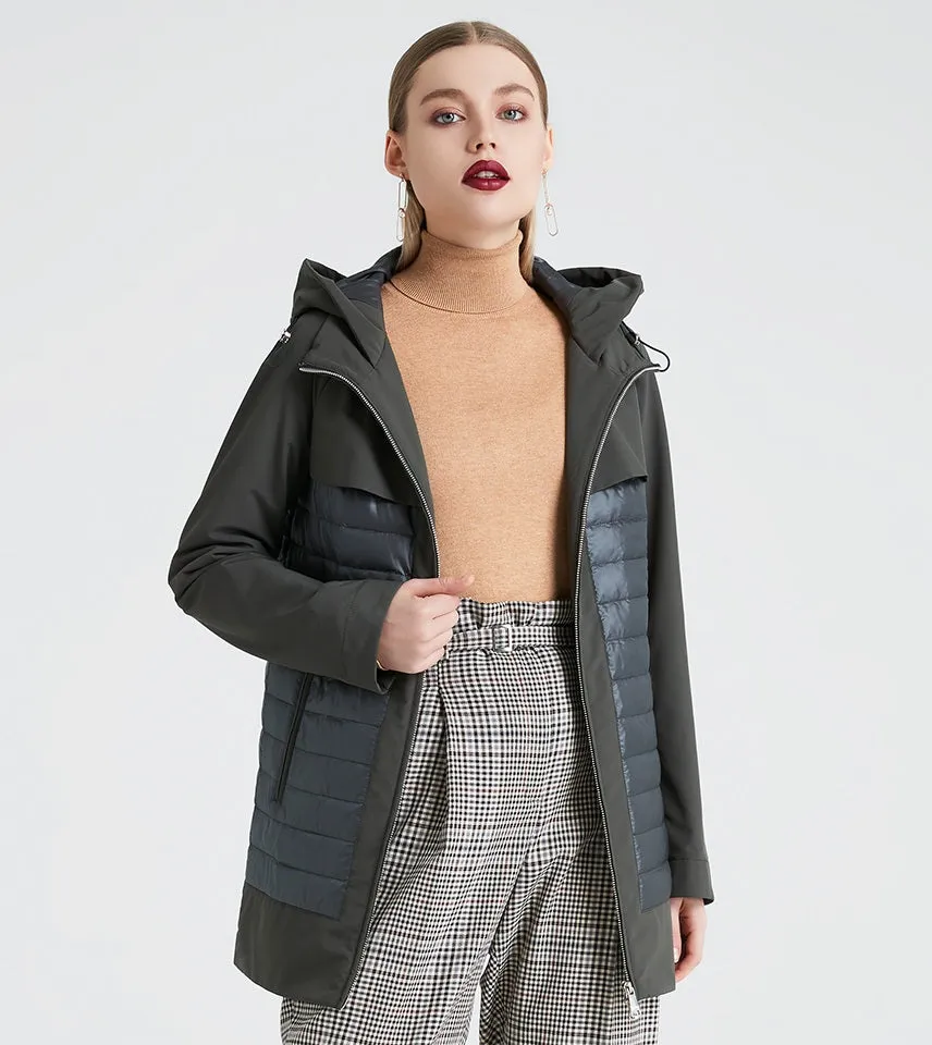 Women's Spring/Autumn Windproof Hooded Coat With Pockets