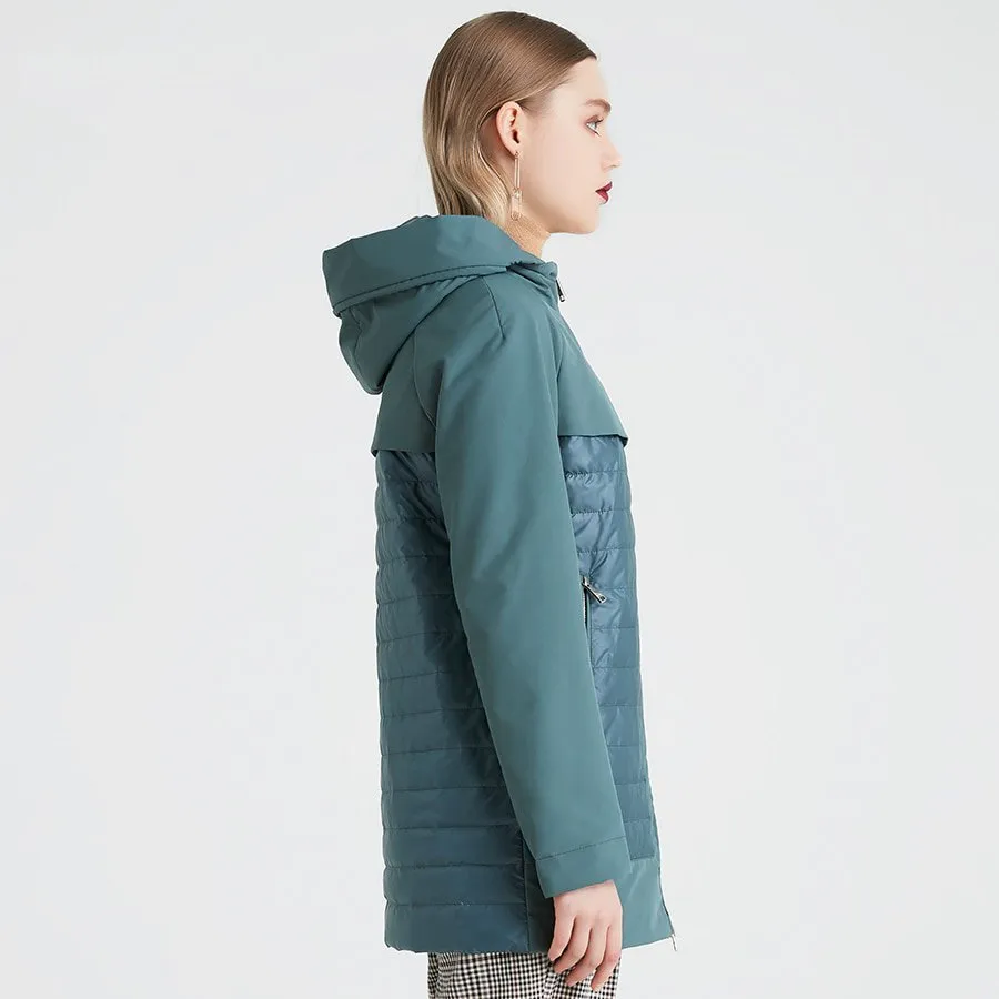 Women's Spring/Autumn Windproof Hooded Coat With Pockets