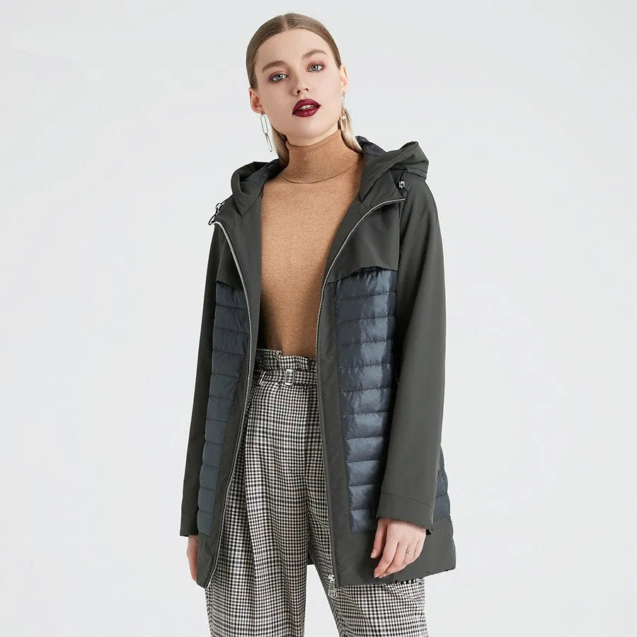 Women's Spring/Autumn Windproof Hooded Coat With Pockets