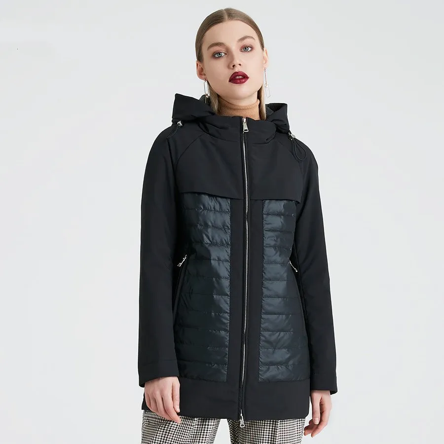 Women's Spring/Autumn Windproof Hooded Coat With Pockets